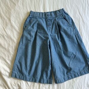 Lightweight Denim Blue Girls Carpi Pants, Size 130